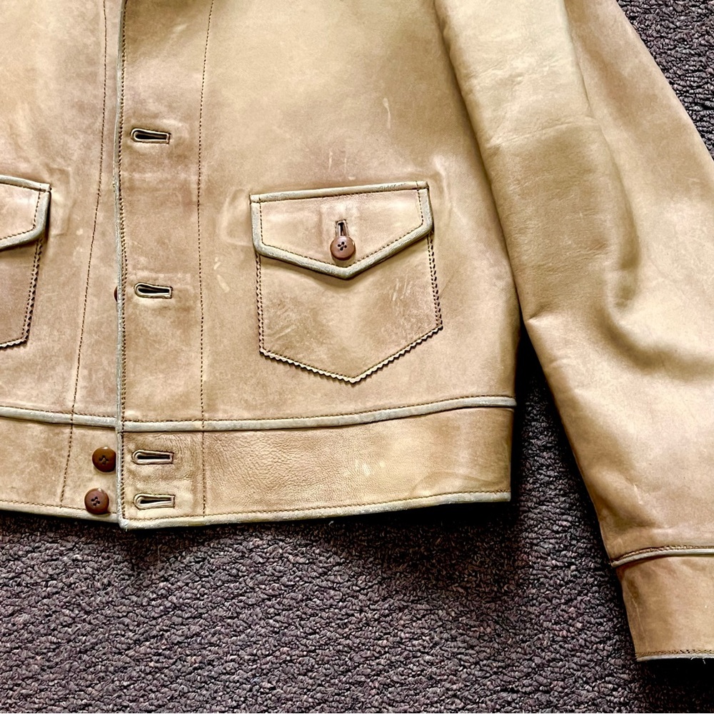 🔴SOLD🔴 Vintage distressed leather Polo Ralph Lauren repro A-1 flight jacket - Picture 5 of 15